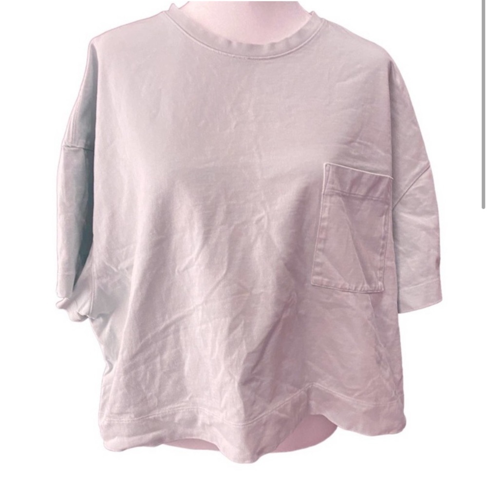 Athleta oversized pocket crew tshirt blue crop large